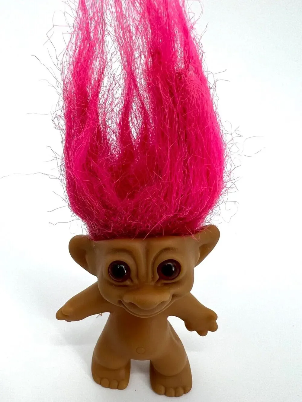 Vintage Uneedadoll Co. Inc. Lucky Troll Doll Pink Hair Brown Eyes Horseshoe
